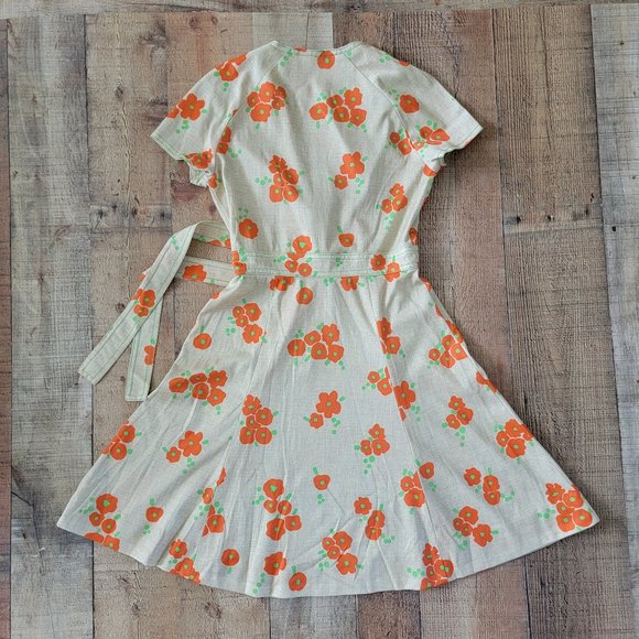 Vintage Orange Poppy Wrap Dress - Picture 2 of 16